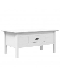 Tavolino da Salotto BODO 100x55x45cm Legno Massello Pino Bianco 2