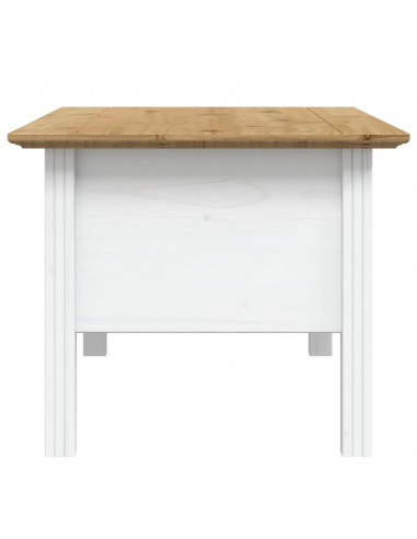 Tavolino BODO 100x55x45 cm Legno Massello Pino Bianco e Marrone