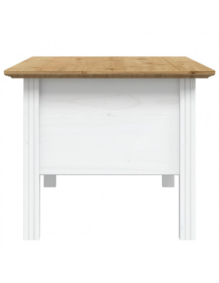 Tavolino BODO 100x55x45 cm Legno Massello Pino Bianco e Marrone
