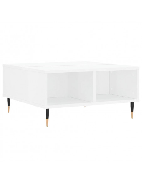 Tavolino da Salotto Bianco Lucido 60x60x30 cm Legno Multistrato