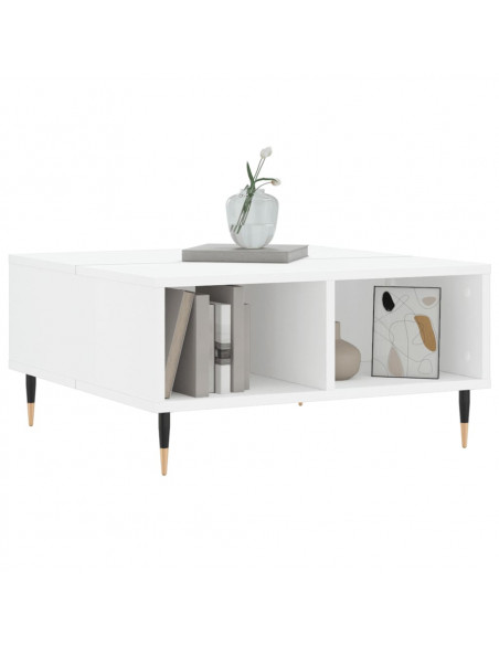 Tavolino da Salotto Bianco Lucido 60x60x30 cm Legno Multistrato