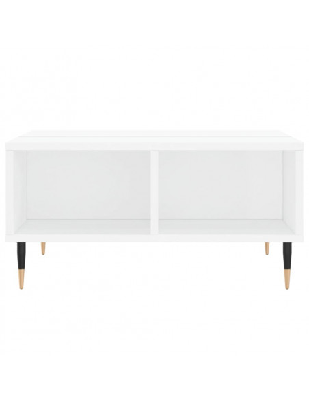 Tavolino da Salotto Bianco Lucido 60x60x30 cm Legno Multistrato