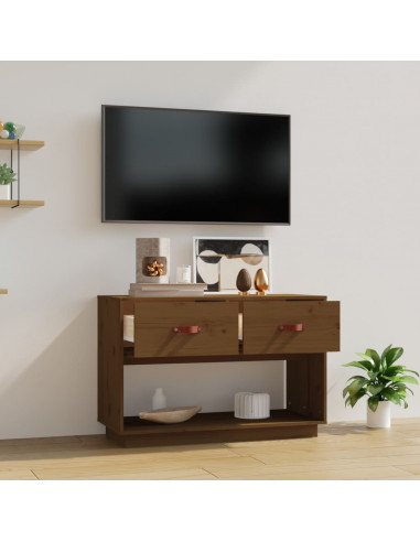 Mobile Porta TV Miele 90x40x60 cm in Legno Massello di Pino