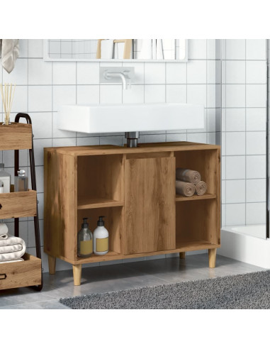Mobile da Bagno Rovere Artigianale 80x33x60cm Legno Multistrato