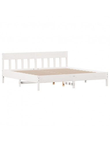 Letto senza Materasso Bianco 180x200 cm Legno Massello di Pino