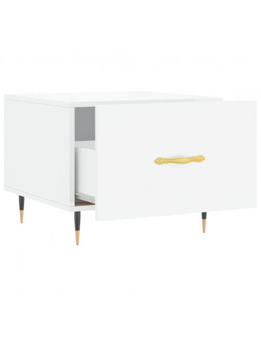 Tavolini Salotto 2pz Bianco Lucido 50x50x40cm Legno Multistrato