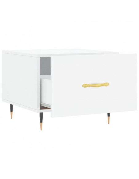 Tavolini Salotto 2pz Bianco Lucido 50x50x40cm Legno Multistrato