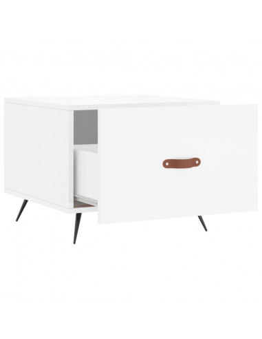 Tavolini Salotto 2pz Bianco Lucido 50x50x40cm Legno Multistrato