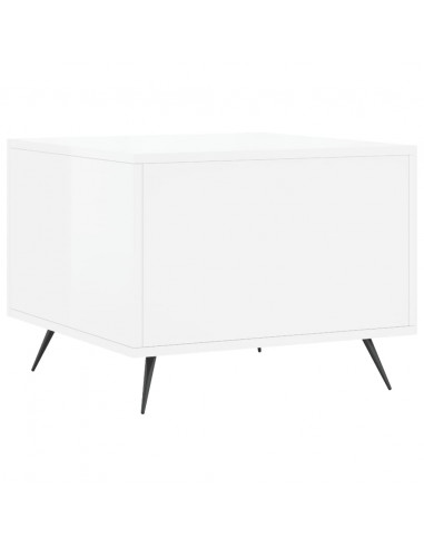 Tavolini Salotto 2pz Bianco Lucido 50x50x40cm Legno Multistrato
