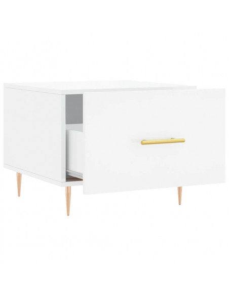 Tavolini Salotto 2pz Bianco Lucido 50x50x40cm Legno Multistrato