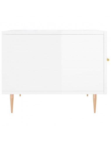 Tavolini Salotto 2pz Bianco Lucido 50x50x40cm Legno Multistrato