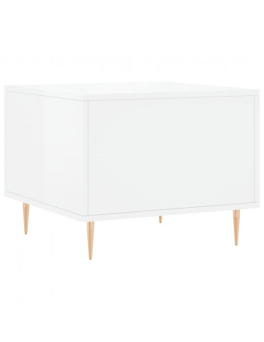 Tavolini Salotto 2pz Bianco Lucido 50x50x40cm Legno Multistrato