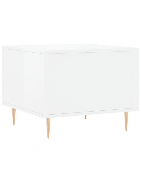 Tavolini Salotto 2pz Bianco Lucido 50x50x40cm Legno Multistrato