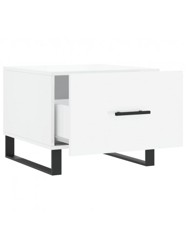 Tavolini Salotto 2pz Bianco Lucido 50x50x40cm Legno Multistrato