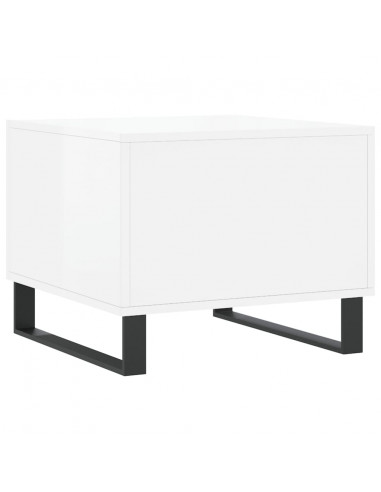 Tavolini Salotto 2pz Bianco Lucido 50x50x40cm Legno Multistrato