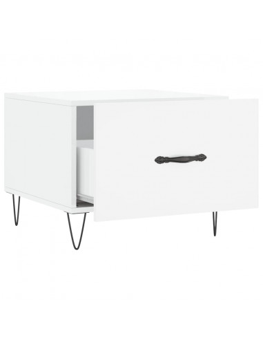 Tavolini Salotto 2pz Bianco Lucido 50x50x40cm Legno Multistrato