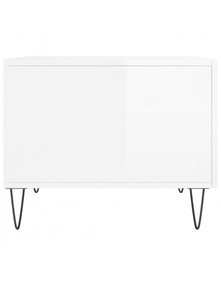 Tavolini Salotto 2pz Bianco Lucido 50x50x40cm Legno Multistrato