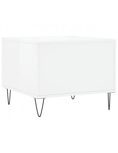 Tavolini Salotto 2pz Bianco Lucido 50x50x40cm Legno Multistrato