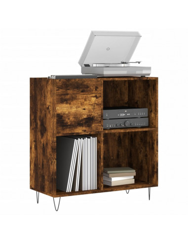 Mobile Porta Dischi Rovere Fumo 84,5x38x89 cm Legno Multistrato