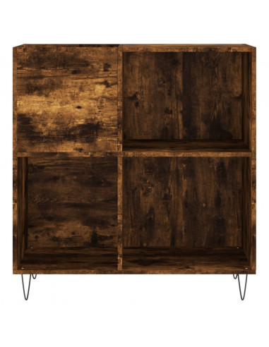 Mobile Porta Dischi Rovere Fumo 84,5x38x89 cm Legno Multistrato