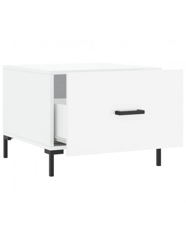 Tavolini Salotto 2pz Bianco Lucido 50x50x40cm Legno Multistrato