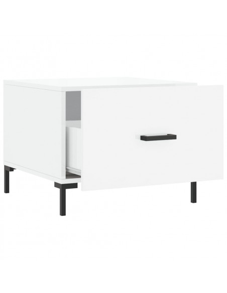 Tavolini Salotto 2pz Bianco Lucido 50x50x40cm Legno Multistrato