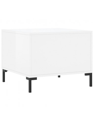 Tavolini Salotto 2pz Bianco Lucido 50x50x40cm Legno Multistrato