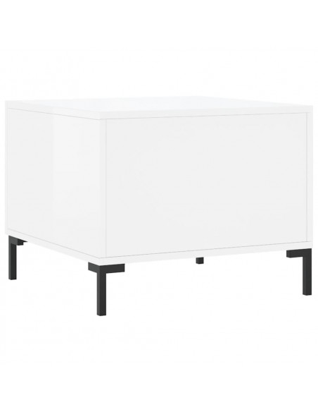 Tavolini Salotto 2pz Bianco Lucido 50x50x40cm Legno Multistrato