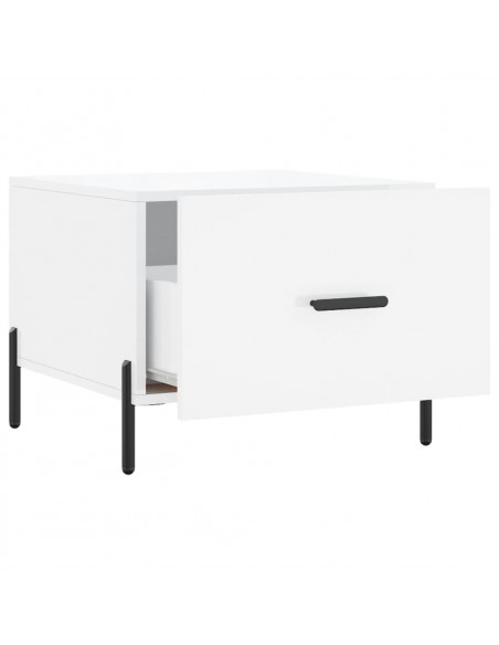 Tavolini Salotto 2pz Bianco Lucido 50x50x40cm Legno Multistrato