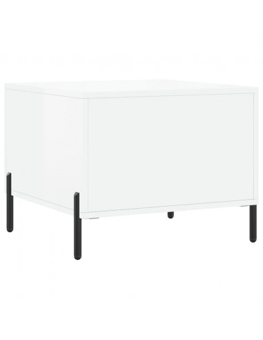 Tavolini Salotto 2pz Bianco Lucido 50x50x40cm Legno Multistrato