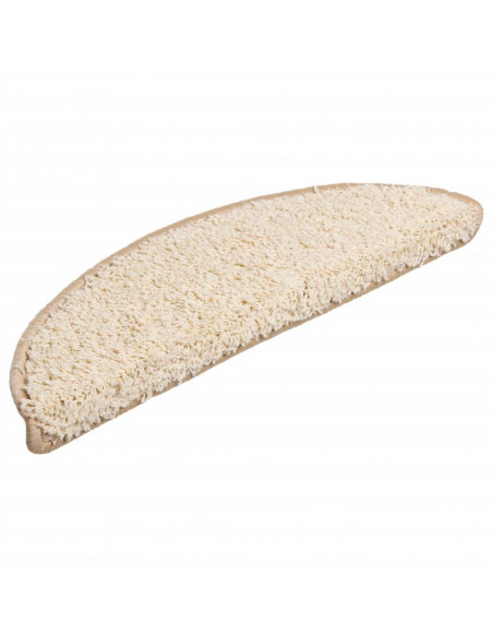 Tappetini per scale 10 pz 56x17x3 cm Crema Semicircolari
