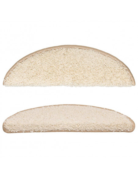 Tappetini per scale 10 pz 56x17x3 cm Crema Semicircolari