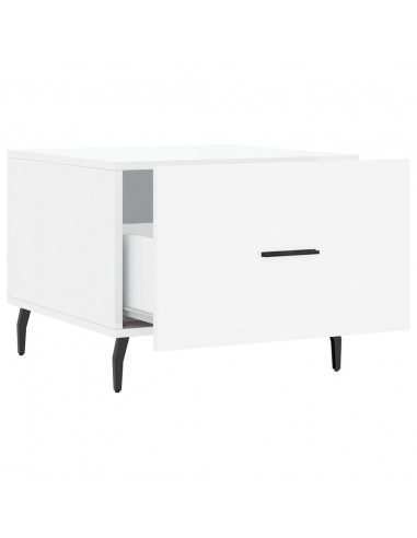 Tavolini Salotto 2pz Bianco Lucido 50x50x40cm Legno Multistrato