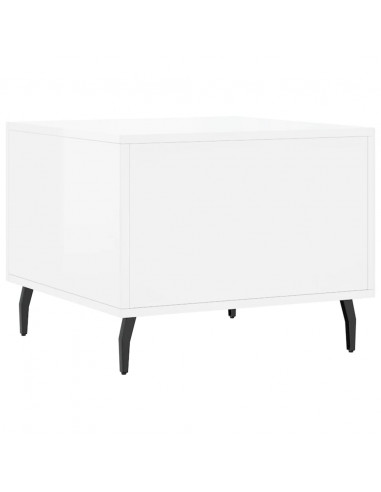 Tavolini Salotto 2pz Bianco Lucido 50x50x40cm Legno Multistrato