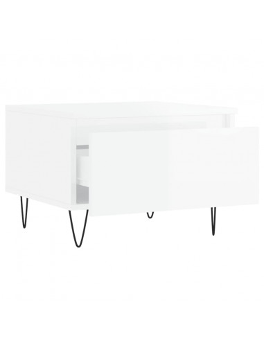 Tavolini Salotto 2pz Bianco Lucido 50x46x35cm Legno Multistrato