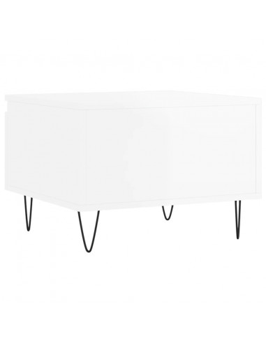 Tavolini Salotto 2pz Bianco Lucido 50x46x35cm Legno Multistrato