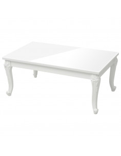 Tavolino da Salotto Bianco Lucido 100x50x42cm Legno Multistrato 2