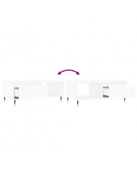 Tavolino da Salotto Bianco 90x50x36,5 cm in Legno Multistrato