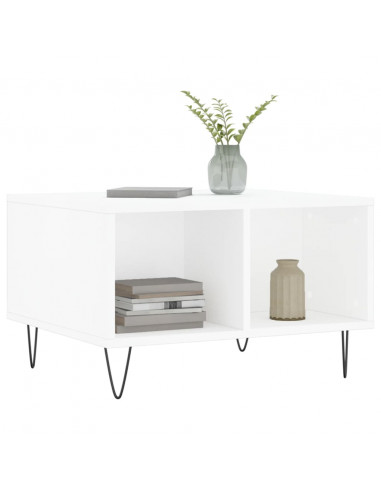 Tavolino da Salotto Bianco 60x50x36,5 cm in Legno Multistrato