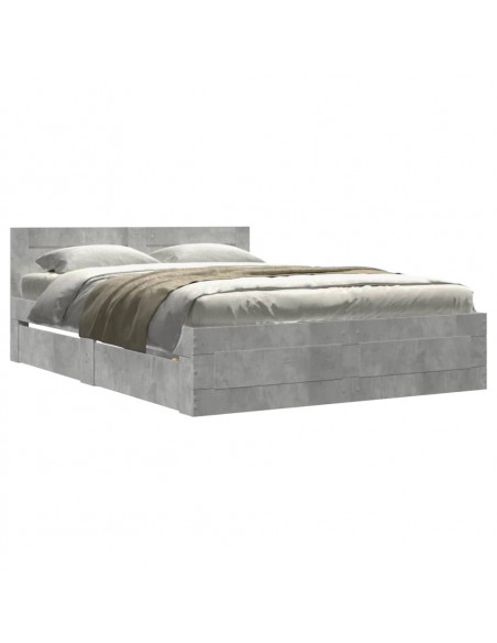 Giroletto Testiera Grigio Cemento 140x190 cm Legno Multistrato