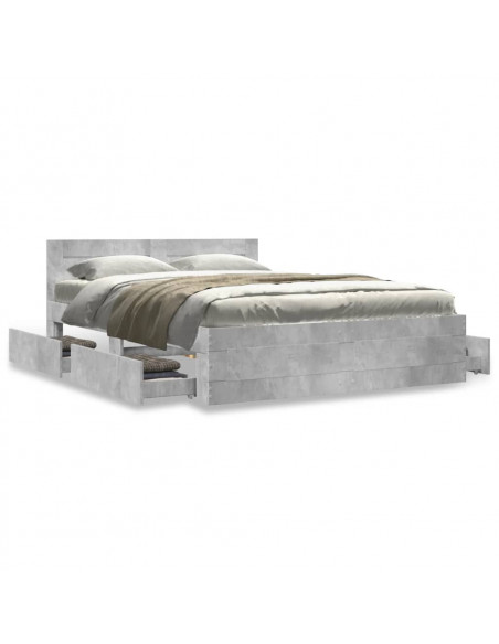 Giroletto Testiera Grigio Cemento 140x190 cm Legno Multistrato