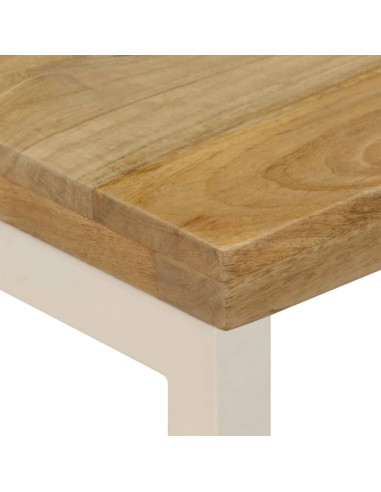 Tavolino da Caffè 100x50x35cm Legno Massello di Mango e Acciaio