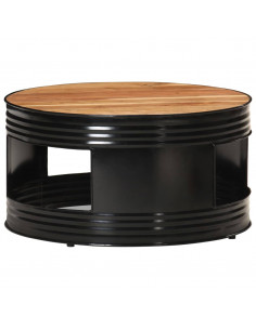 Tavolino da Caffè Nero 68x68x36 cm in Massello di Acacia 2