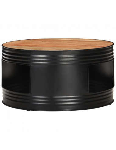 Tavolino da Caffè Nero 68x68x36 cm in Massello di Acacia