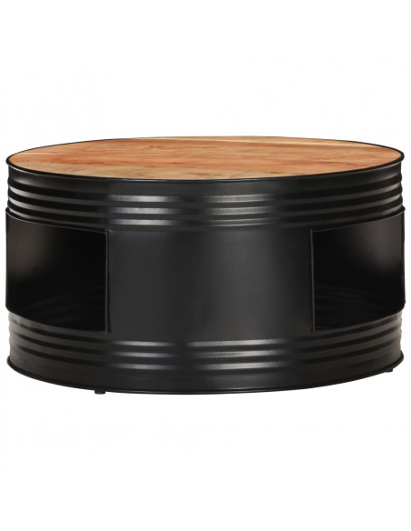 Tavolino da Caffè Nero 68x68x36 cm in Massello di Acacia