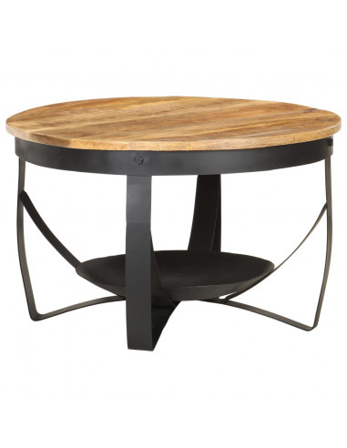 Tavolino da Caffè Ø68x43cm in Legno di Mango Grezzo