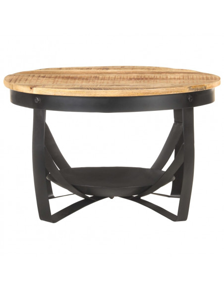 Tavolino da Caffè Ø68x43cm in Legno di Mango Grezzo