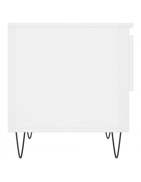 Tavolino Bianco Lucido 50x46x50 cm in Legno Multistrato