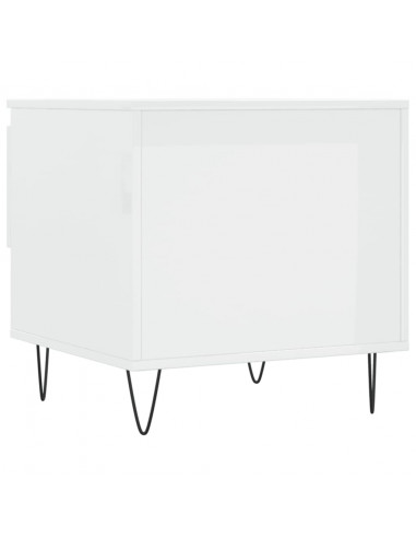 Tavolino Bianco Lucido 50x46x50 cm in Legno Multistrato