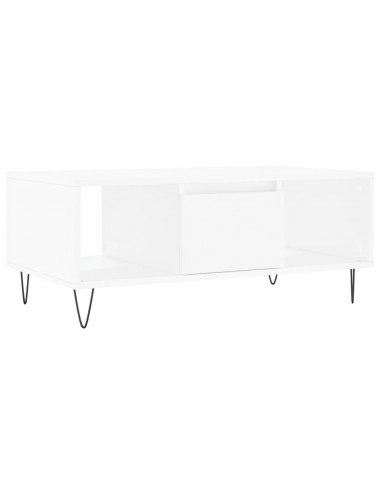 Tavolino da Salotto Bianco 90x50x36,5 cm in Legno Multistrato